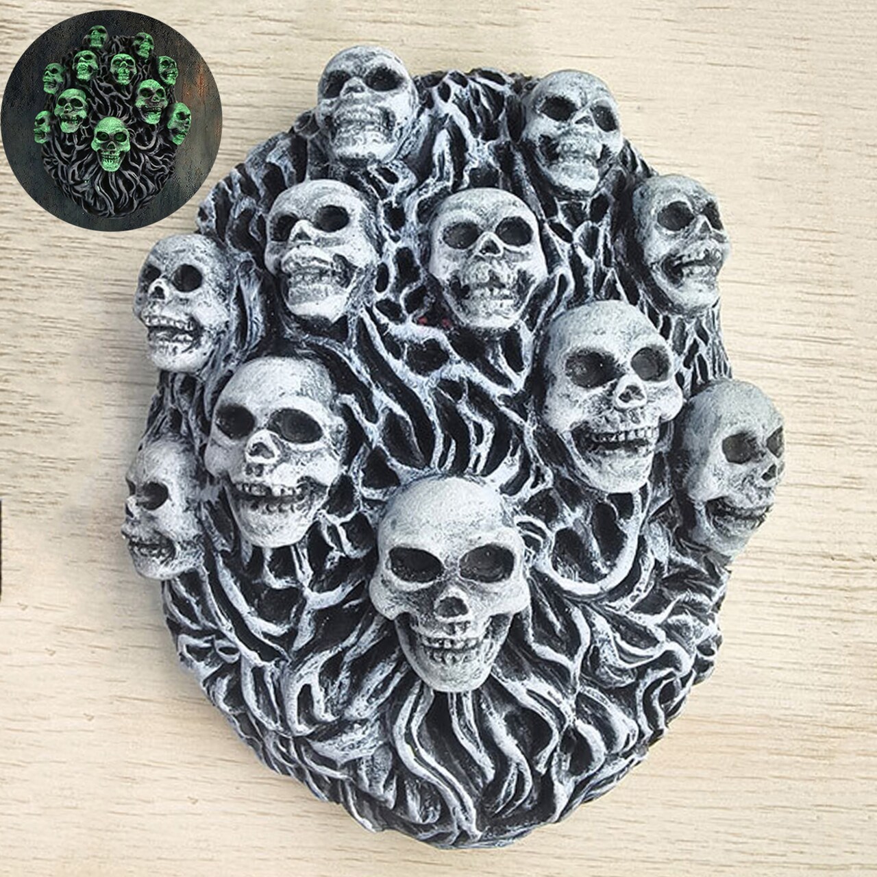 Halloween Skull Figurine Wall Hanging Glowing In The Night Skeleton Head Decor Horror Resin Home Decoration For Bedroom